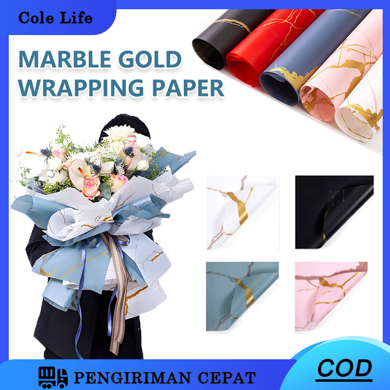 

MARBLE GOLD LINE CELLOPHANE WATERPROOF KERTAS BUKET BUNGA / MARMER MEWAH PREMIUM WRAP FLOWER FLORIST