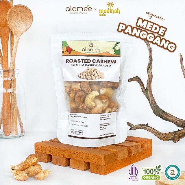 

ALAMEE Roasted Cashew Organic Kacang Mede Panggang Organik Mete Mente Oven Matang Premium Mini 70gr madinah