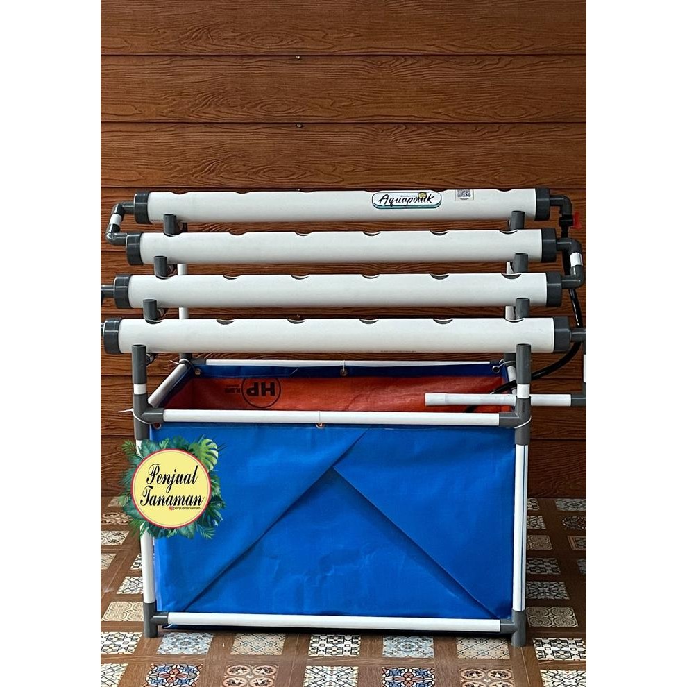 aquaponik set lengkap hidroponik kolam dalam - pipa 2,5inc DFT, pakai Atap