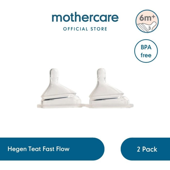 Hegen Teat Fast Flow (2Pk) - Dot Botol Susu Bayi Aliran Cepat