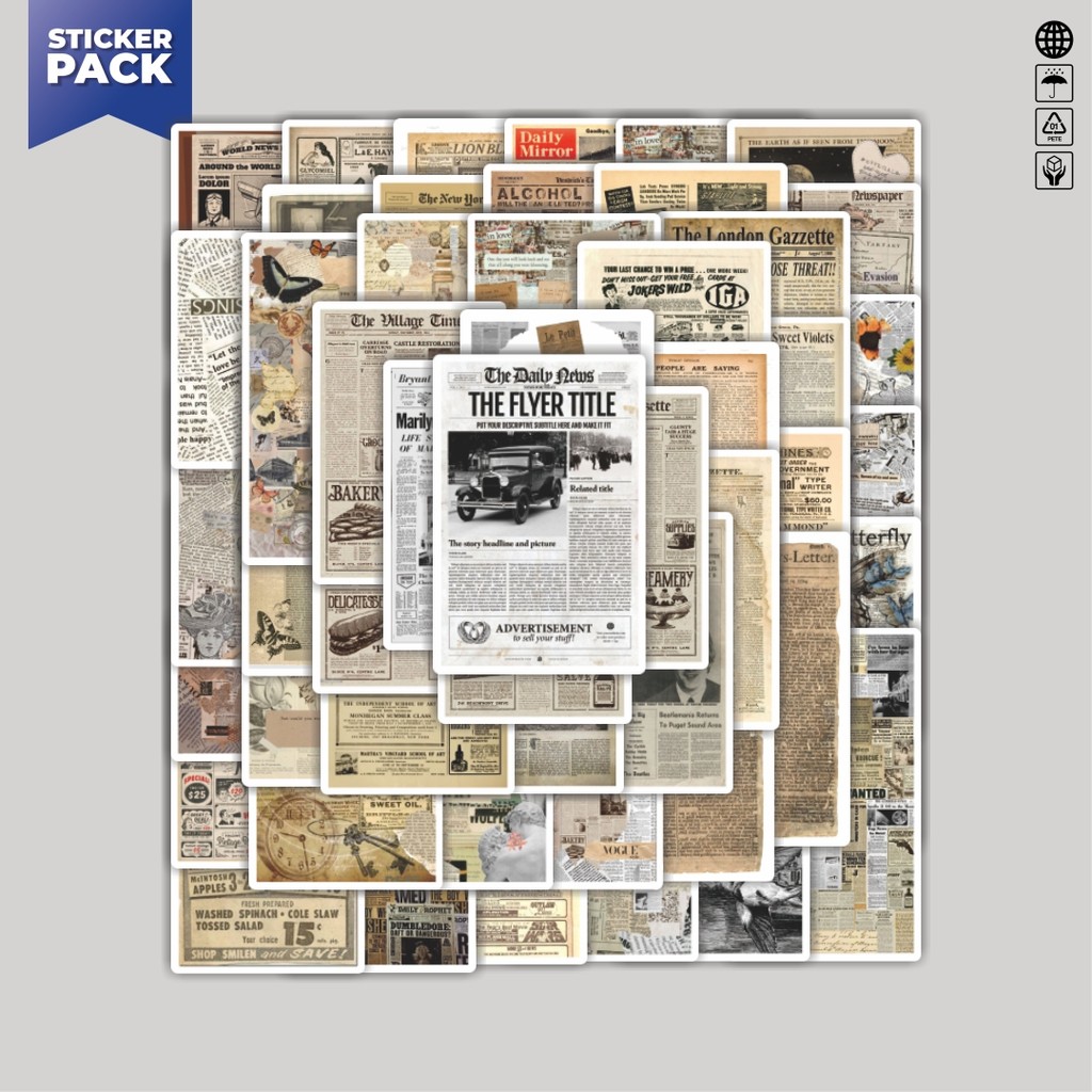 

[100PCS]Stiker Pack Stiker Retro Theme [Stiker Tema Retro] Aesthetic Vinyl Anti Air Dekorasi Sticker Laptop Buku Journal Koper Helm Casing HP Gitar Helm Skateboard