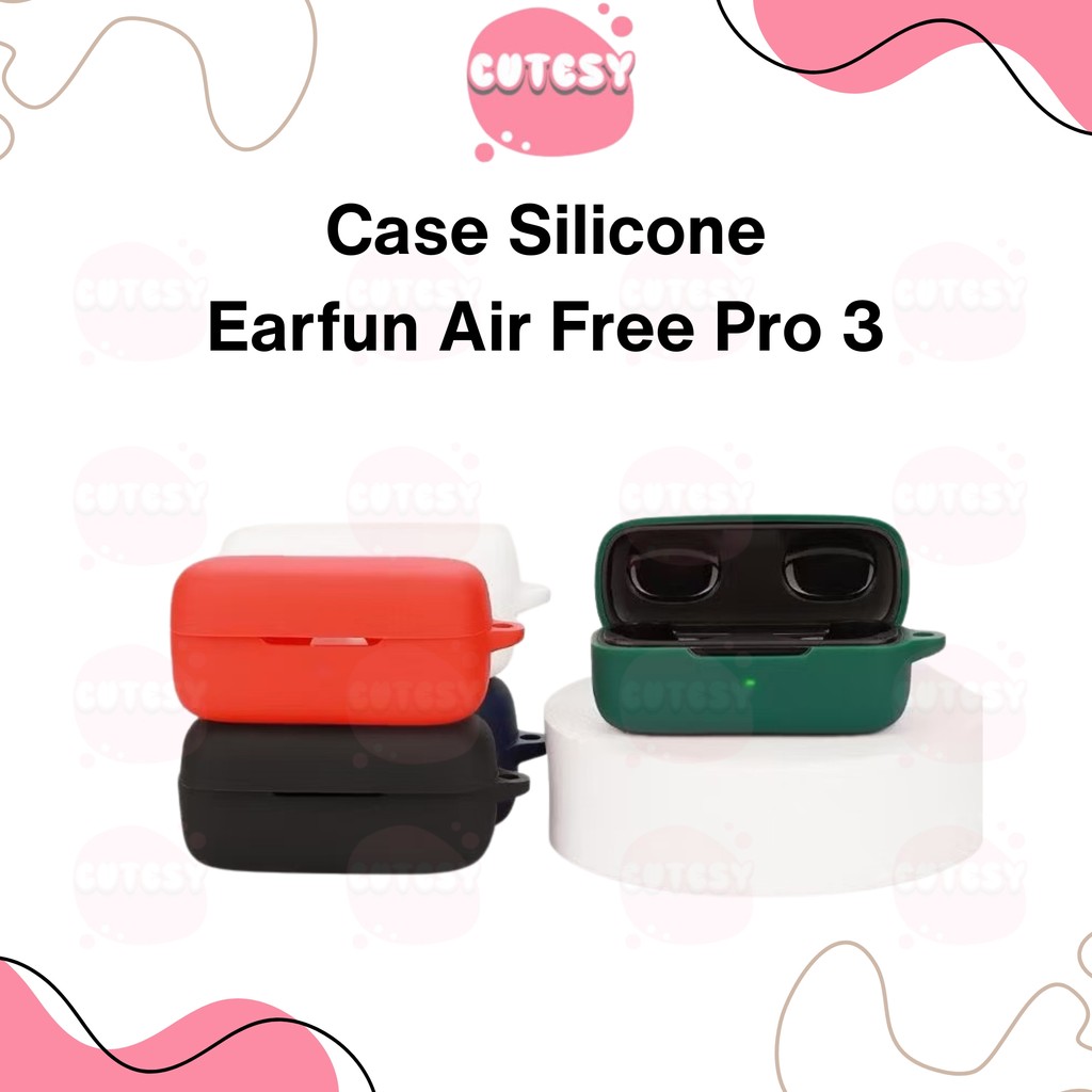 Case Earfun Air Free Pro 3 Casing Cover Silicone Protective + Carabiner Cutesy