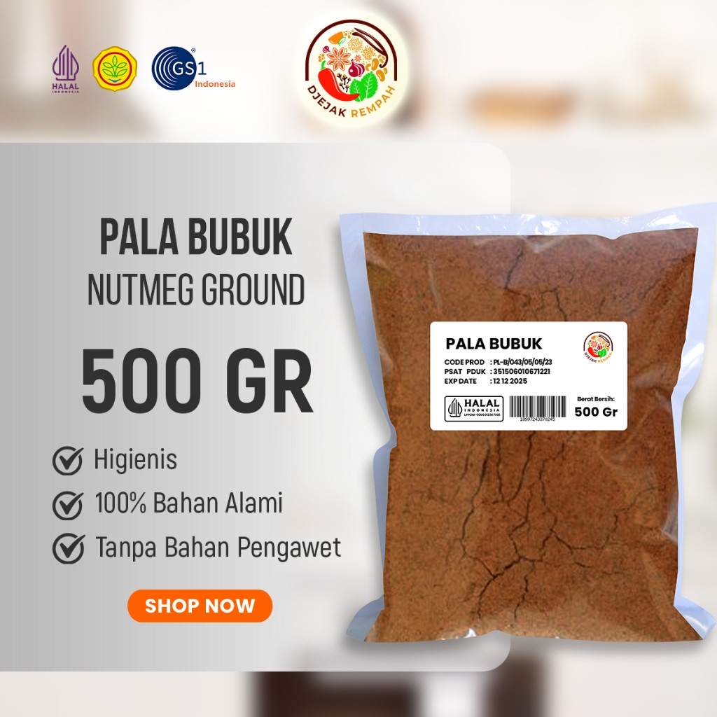 

Pala Bubuk / Nutmeg Powder Premium (Kemasan 100 Gr - 1KG)
