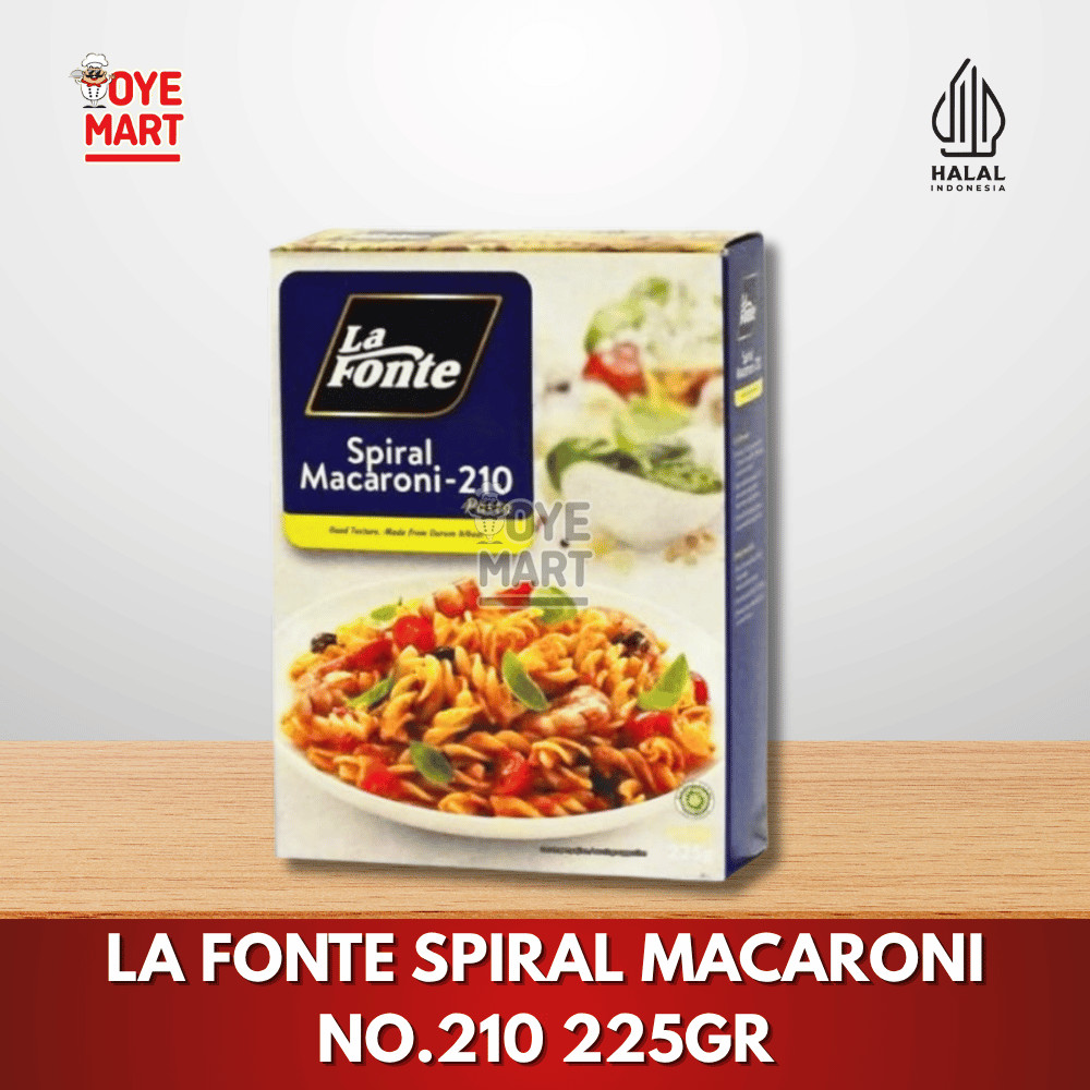 

LA FONTE SPIRAL MACARONI NO.210 225GR / PASTA BENTUK MAKARONI SPIRAL