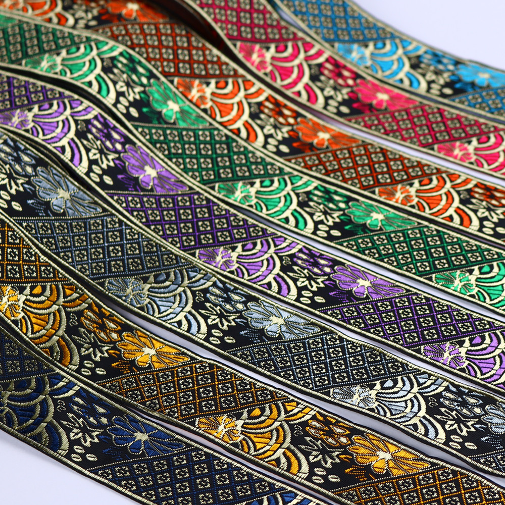 

3 Yards 33mm Vintage Ethnic Embroidery Lace Ribbon Boho Lace Trim DIY Clothes Bag Accessories Embroidered Fabric