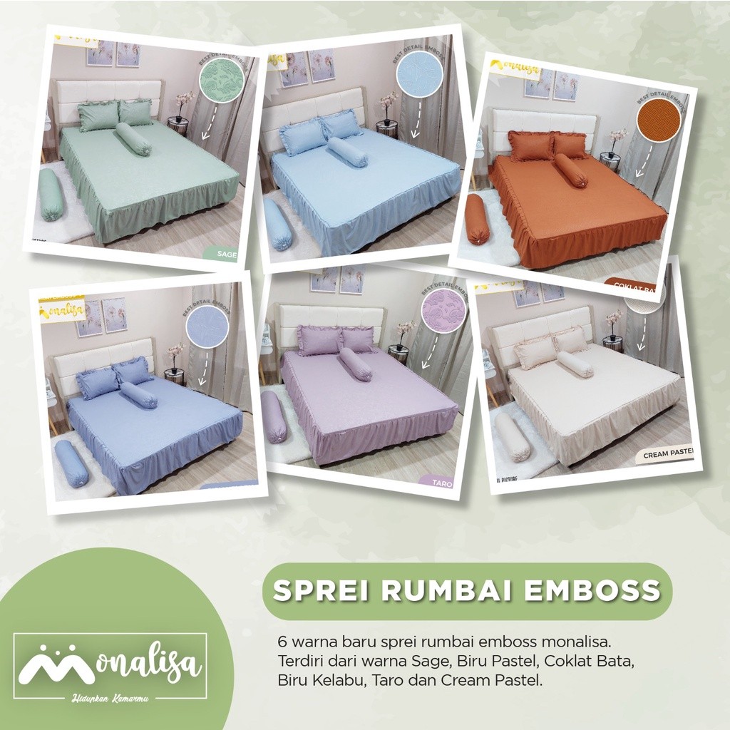 Monalisa Emboss Sprei Rumbai Uk 160/180 - Tinggi Rumbai 40cm -1