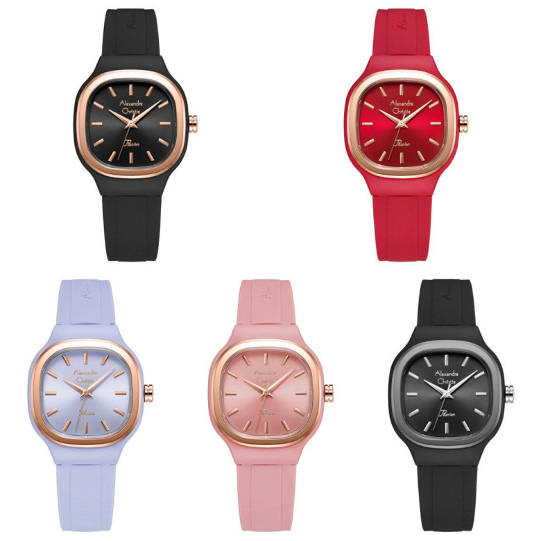 Jam Tangan Wanita Alexandre Christie AC 2B77 / ac2b77 / 2b77 Rubber Original