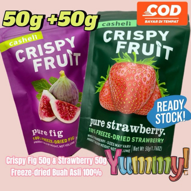 

casheli Bundle 100g Crispy Freeze-dried Fig 50g + Crispy Freeze-dried Strawberry 50g