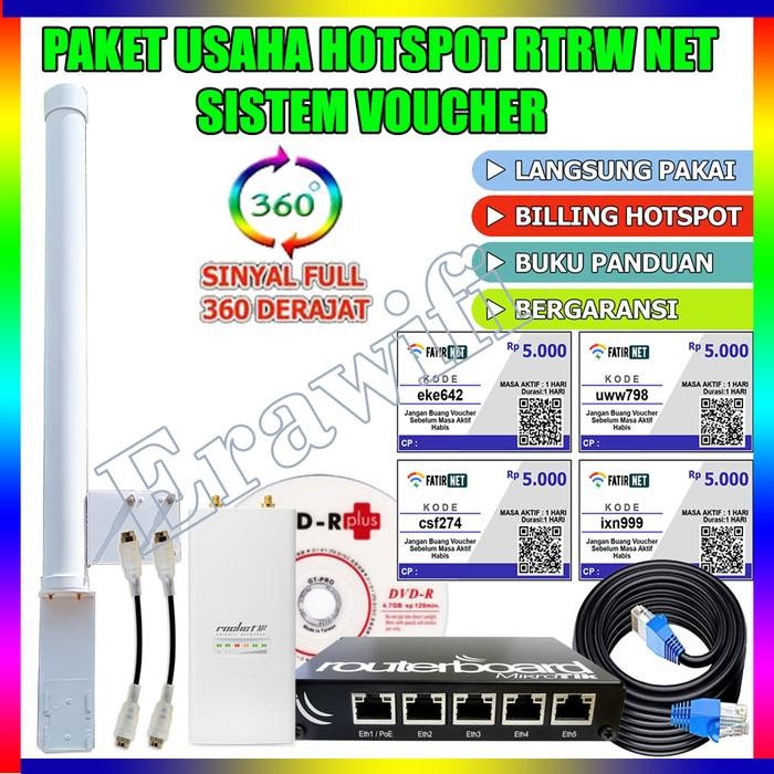 Paket Usaha Wifi Hotspot Sistem Voucher RT RW Net 3 Km 360 Derajat - 750r2