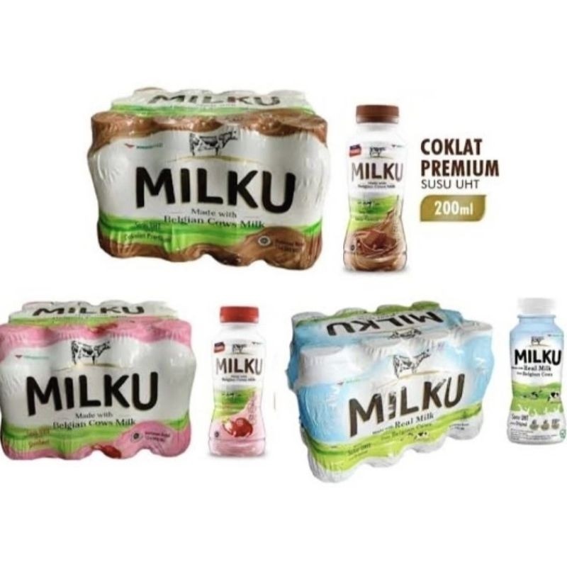 

NEW [1 karton isi 12×200ml] Milku Susu UHT Made with Belgian Cown Milk PREMIUM