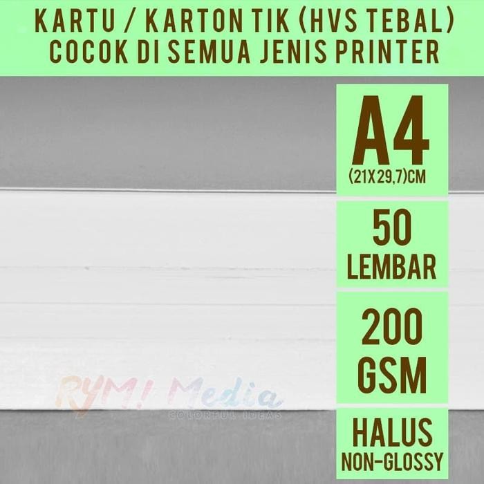 

TERLARIS! Kartu TIK 200 gsm A4 isi 50 lbr / Kertas HVS BC Tebal Halus 200 gram