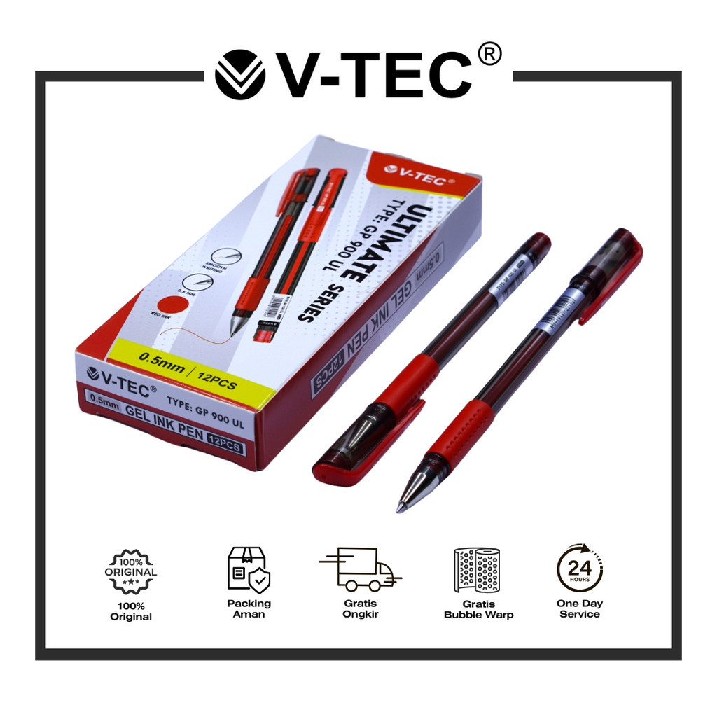 

V-TEC GEL PEN GP 900 UL HITAM / MERAH PAK