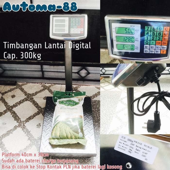 Aauto Timbangan Lantai Digital 300kg beras 300 kg Barang Beras Duduk AC 220V