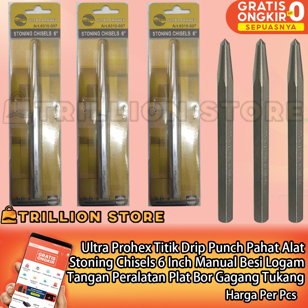 Ultra Prohex Titik Drip Punch Pahat Alat Stoning Chisels 6 Inch Manual Besi Logam Tangan Peralatan P