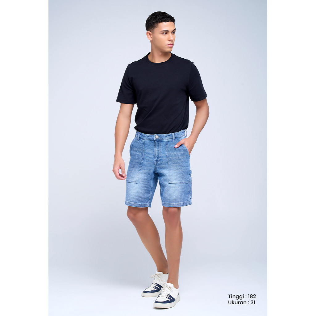 MANZONE - Celana Pendek Denim Pria Reda - Light Blue