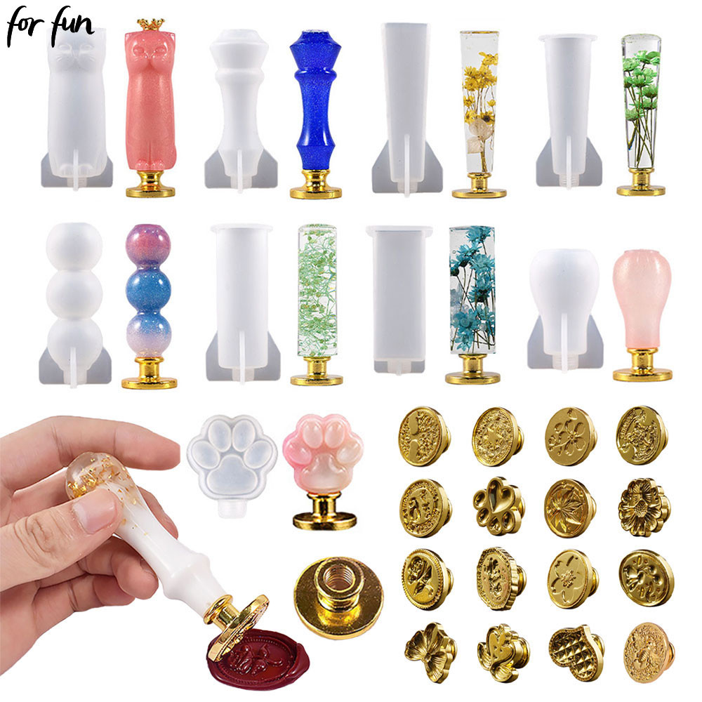 

For Fun Wax Seal Stamp Handle Silicone Molds DIY Epoxy Resin Mold Fire Paint Seal Head Universal Handmade Handle Mould Art Decor