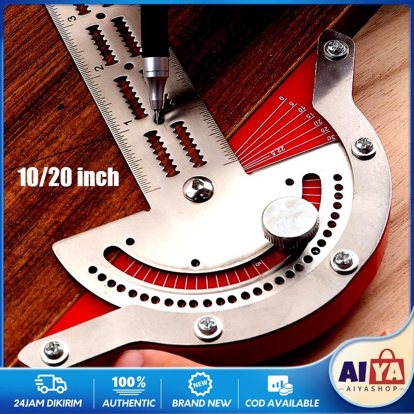 

Penggaris Busur 180° Stainless Steel Protractor Woodworking Angle Edge Ruler