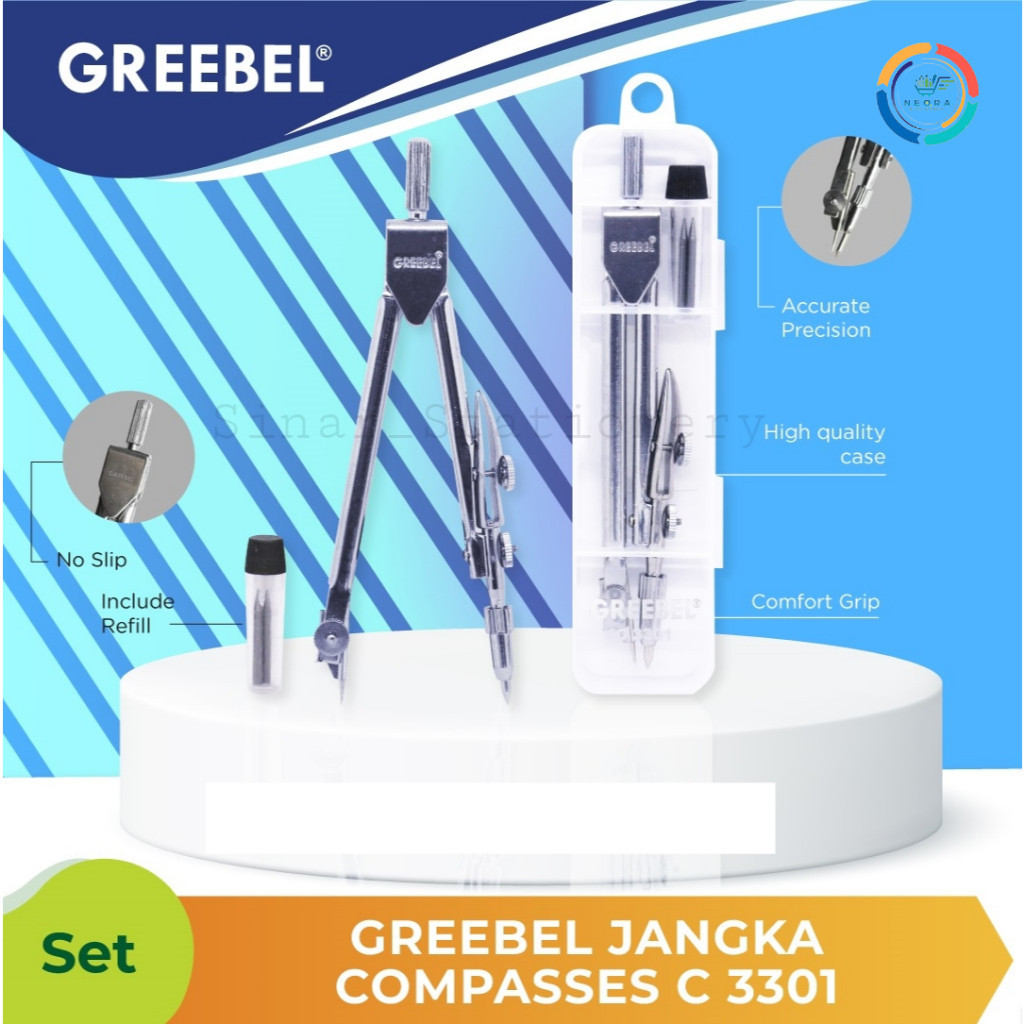 

Greebel Alat Jangka Besi / Compasses / Math Set C 3301 [1 Set] isi pensil