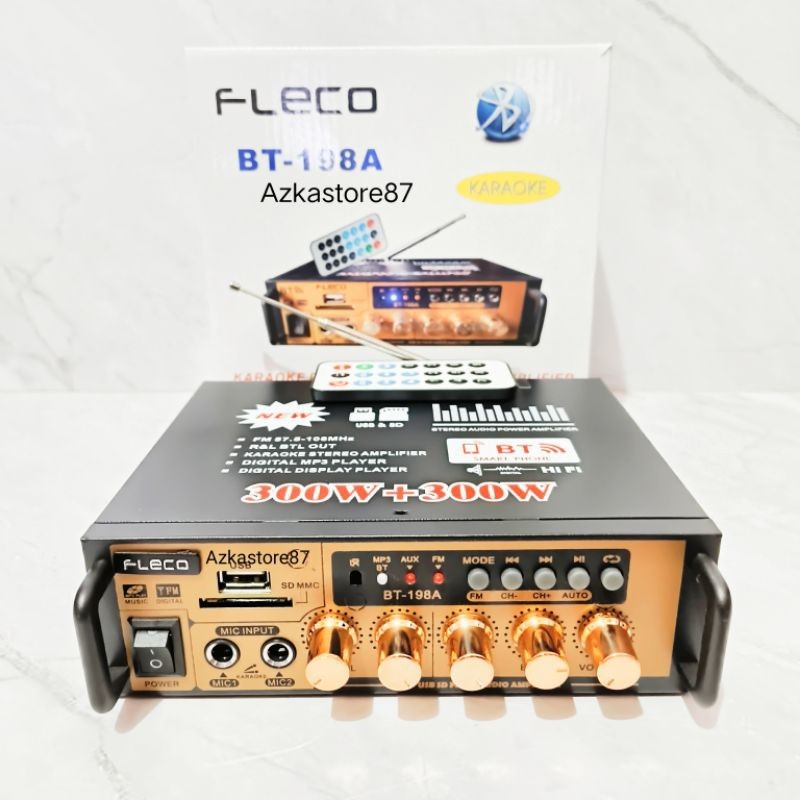 Amplifier fleco 198A 600watt amplifier bluetooth amplifier karaoke super bass