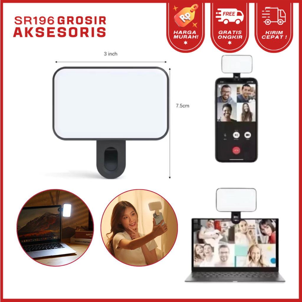 LED Cube Mini Light Lampu Selfie Vlog Live 3 Mode Lampu - Lampu Kecil Cas Serbaguna Jepit Hp Laptop