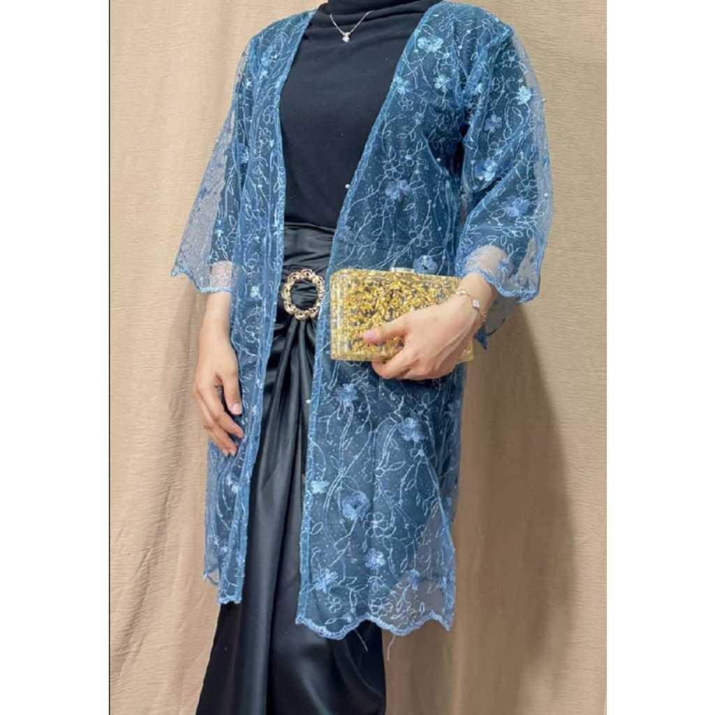 Long Outer Brukat Cardigan - Baju brukat kondangan atasan Wanita
