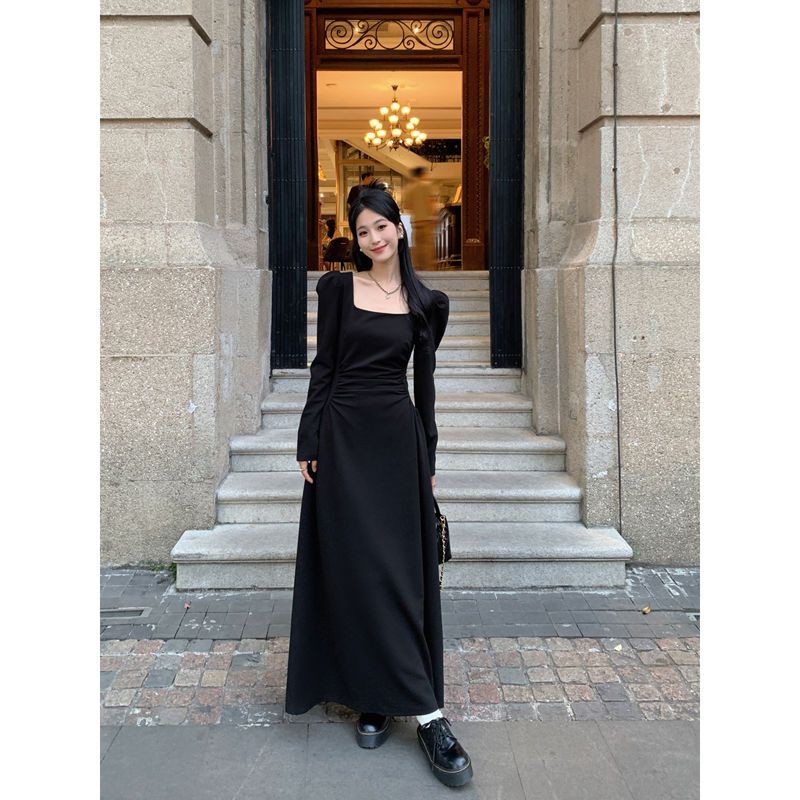 Rok a-line dengan lengan panjang dress korean dress fit body panjang dress rajut K014