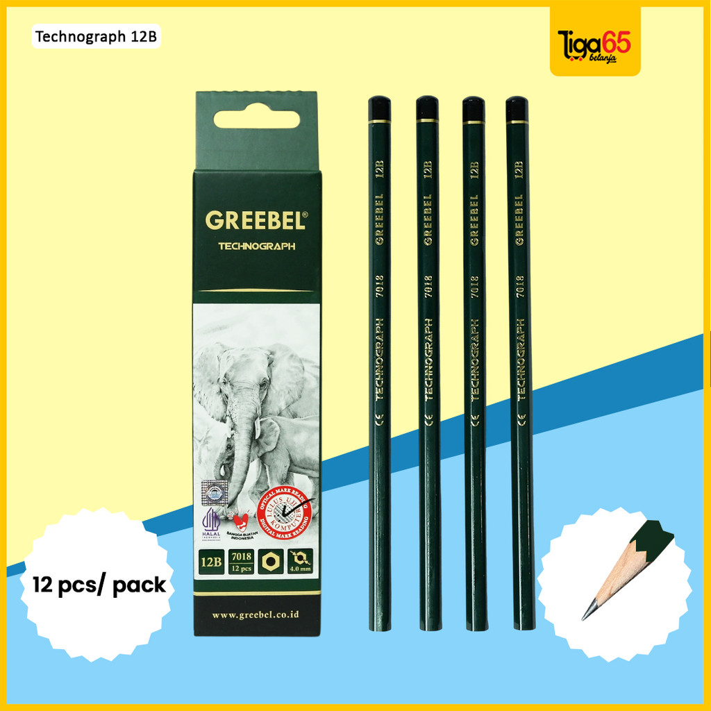 

GREEBEL Pensil Kayu 12B 7018 (12PCS/SET) / Alat Tulis Ujian Sekolah / Pensil Gambar