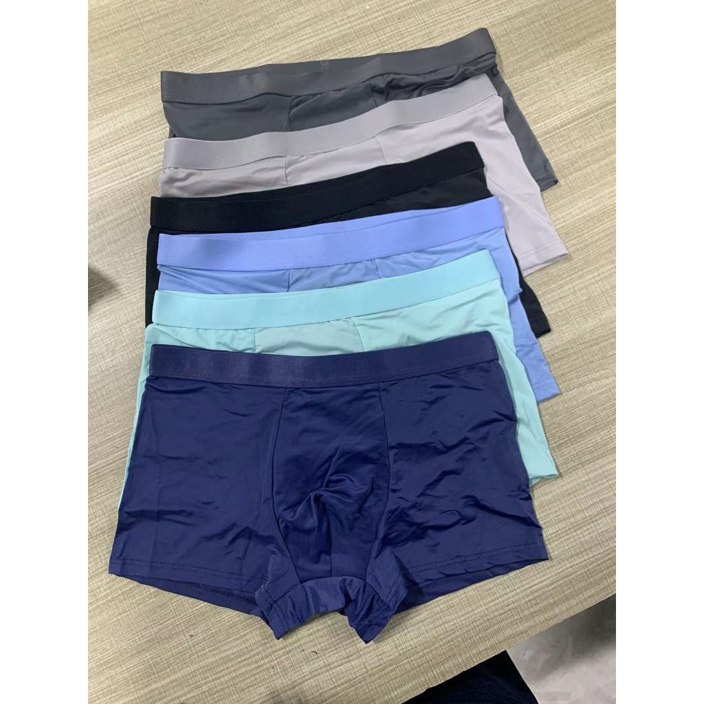 ☀ Sunly ☀ PW187 Celana Dalam Boxer Pria Ice Silk Spandek Elastis 5 Size 6 Pilihan Warna Simple Polos