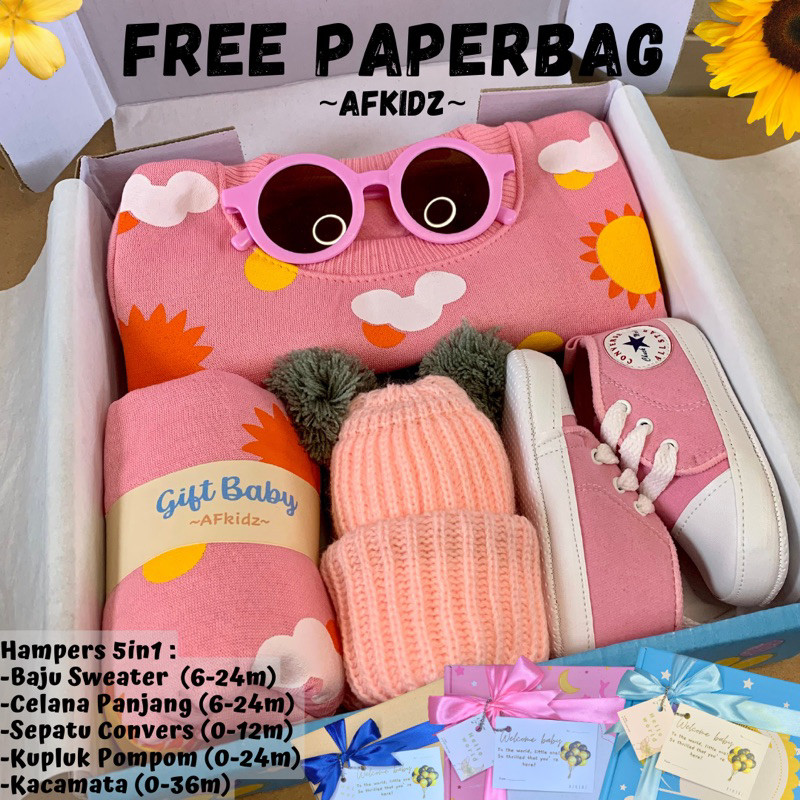 Kado Bayi Hampers BayiHAMPERS BAYI SETELAN SWEATER MOTIF MATAHARI BALITA 6 BULAN SAMPAI 20 BULAN / 1
