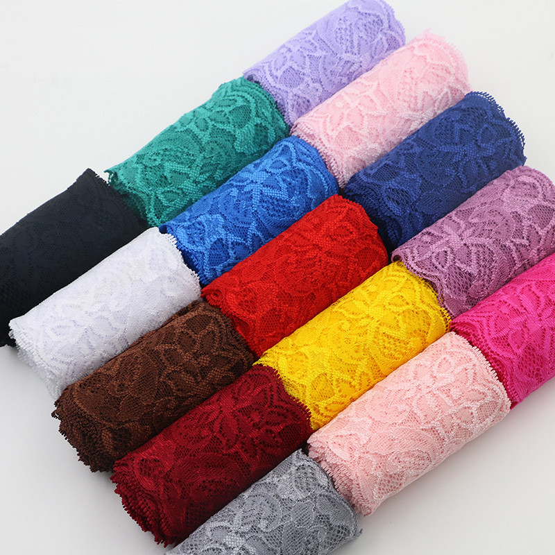 

8cm Wide Hollow Out Floral Lace DIY Apparel Sewing Fabric Handmade Garment Accessories Colorful Elastic Stretchy Lace Tape