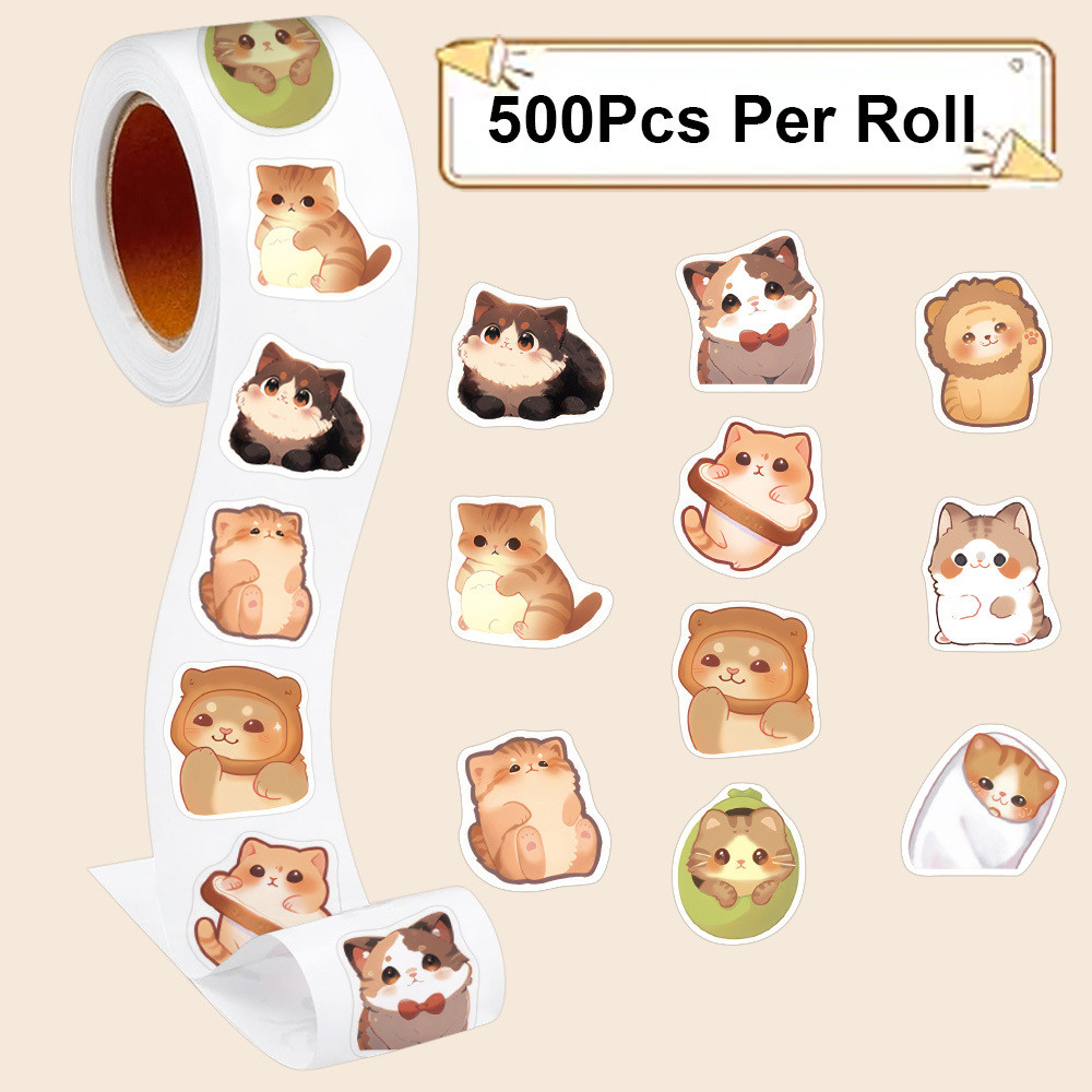

500pcs Cartoon Meme Cat Stickers For School Reward Stickers Classroom Decoration Scrapbooking Stickers