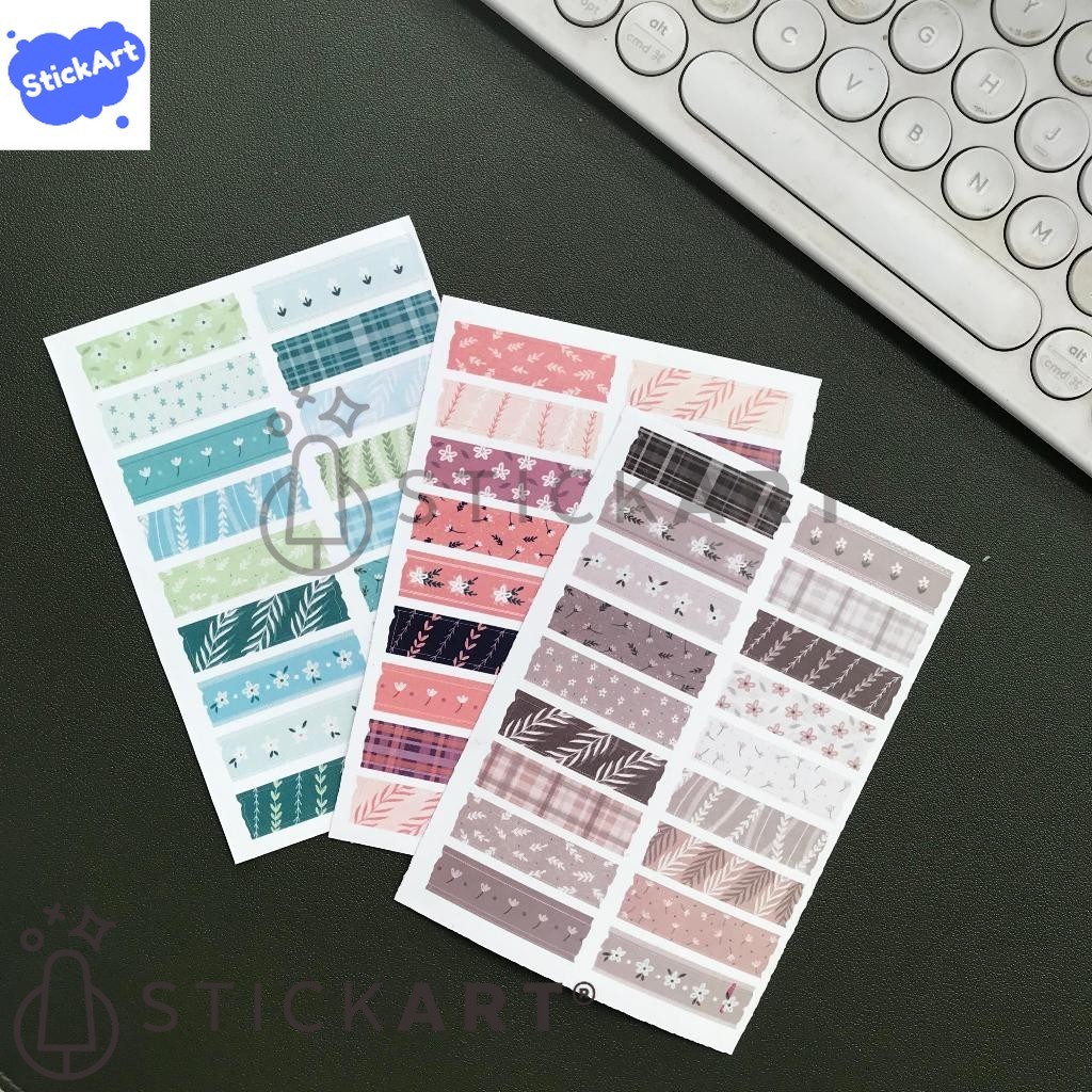 

[STICKART] Washi Tape Sticker/ Stiker Washi Tape Untuk Dekorasi Jurnal Dan Planner BAHAN DAN KWALITAS PREMIUM