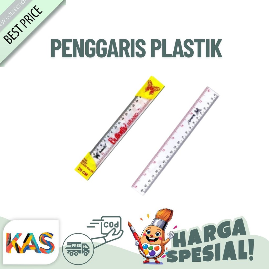 

Penggaris Plastik /Mistar Butterfly Ukuran 20cm -Murah