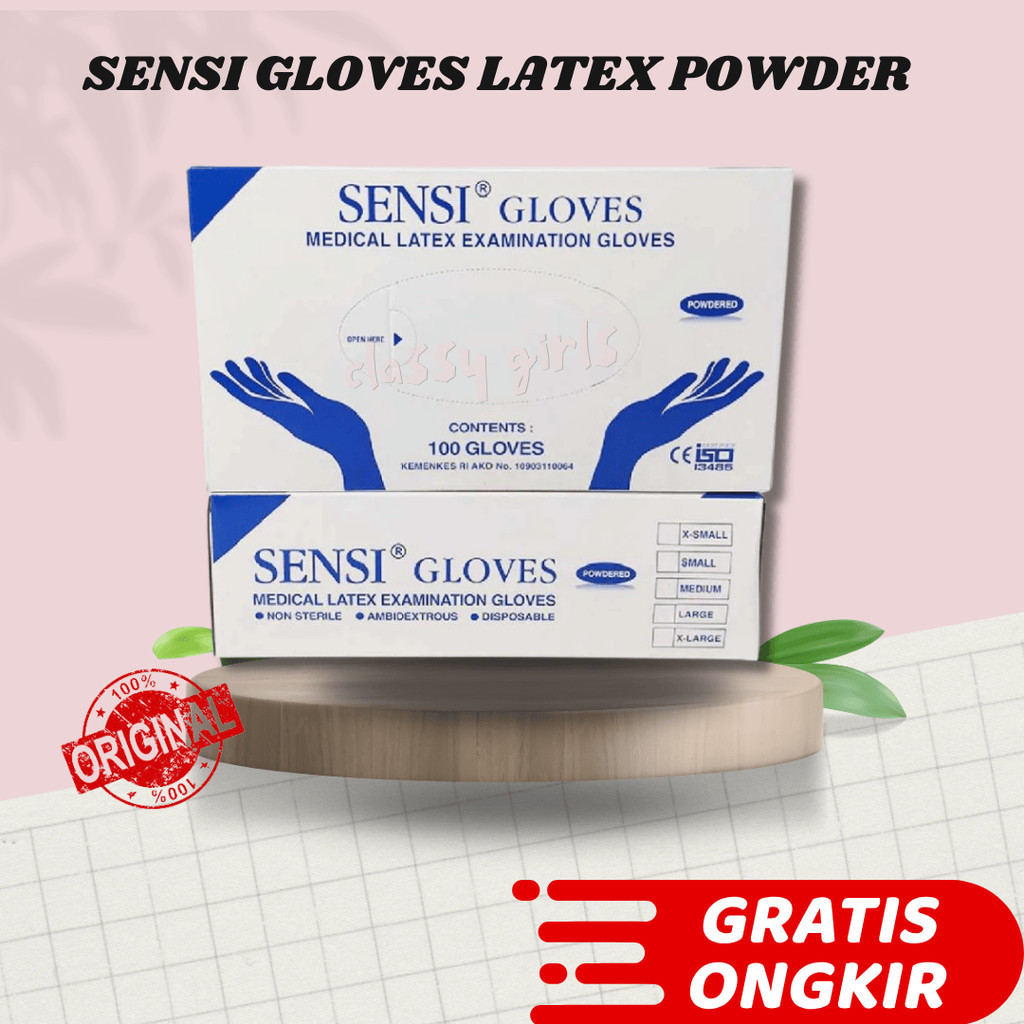 SARUNG TANGAN SENSI LATEX GLOVES 100 PCS