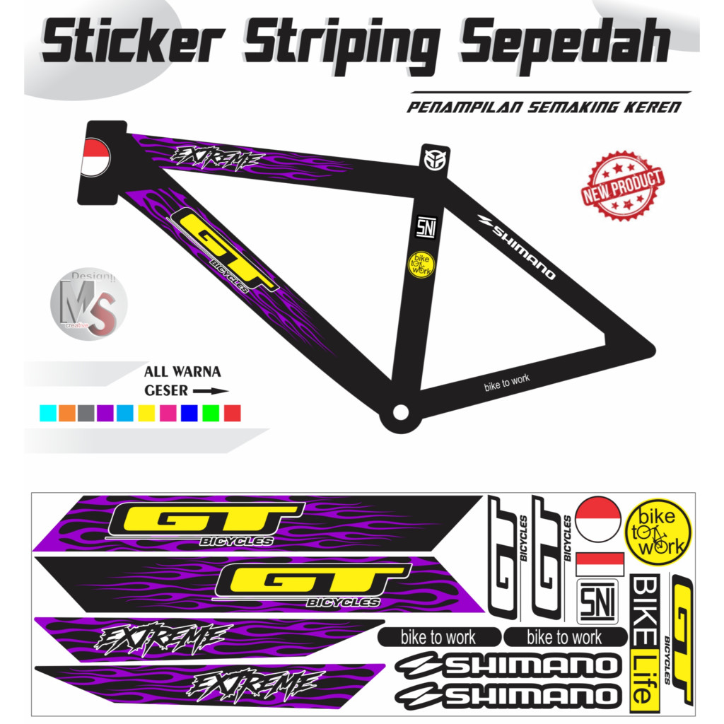 STICKER Striping Variasi Bike Stiker Sepeda Set GT EXTRIME STILE Y56