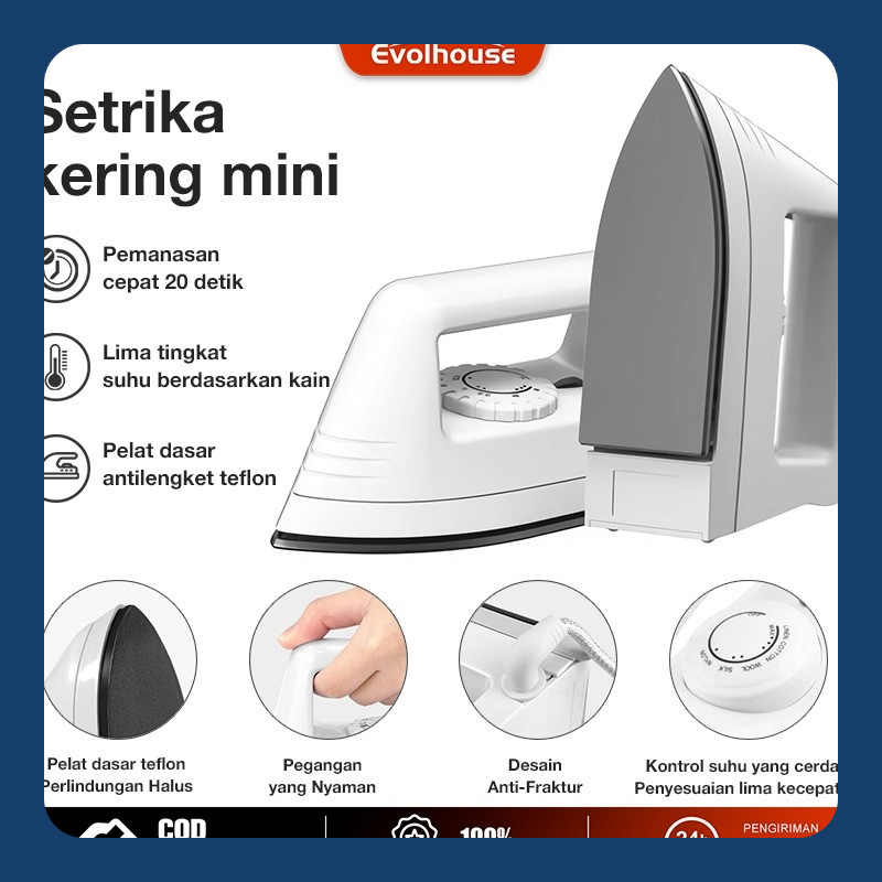 Setrikaan Portabel Iron Setrika Lipat Traveling Setrika Listrik Mini Iron Foldable-500W Iron Philips