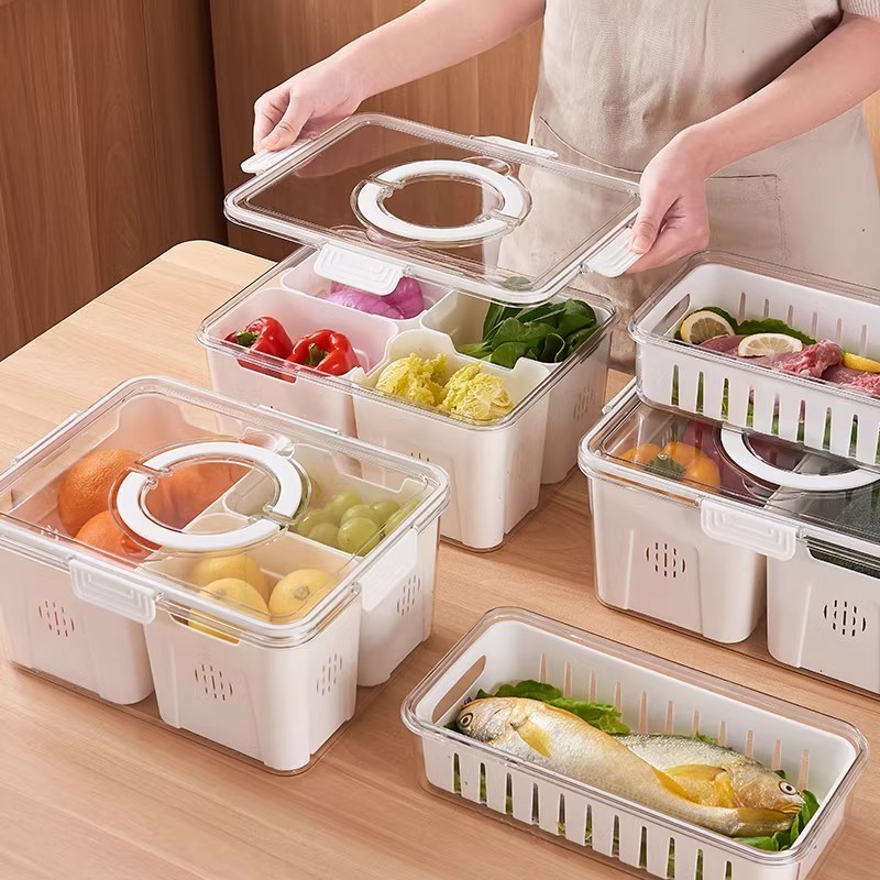 CUCI GUDANG PROMO TERBARU KONTAINER KULKAS TEMPAT PENYIMPANAN KOTAK DENGAN SEKAT DAN TUTUP YANG