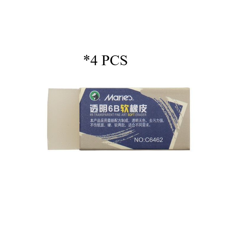 

4pcs Professional Drawing Exam Eraser Sketch Drawing Art Pencil Plastic Leather 6B Eraser Elementary School Stationery