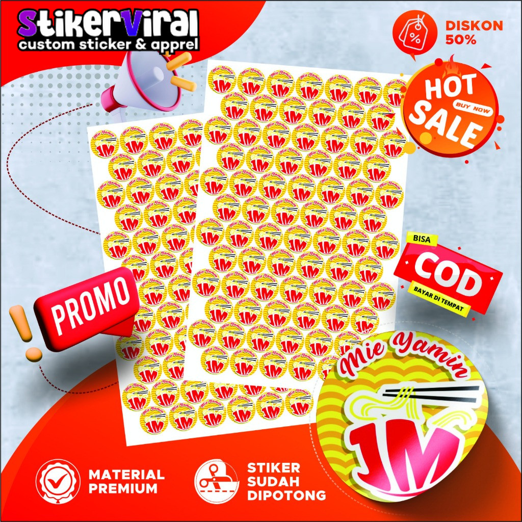 

Stiker Custom Label Makanan Minuman Olshop Logo + Potong | Print Sticker A3 Desain Terbaru