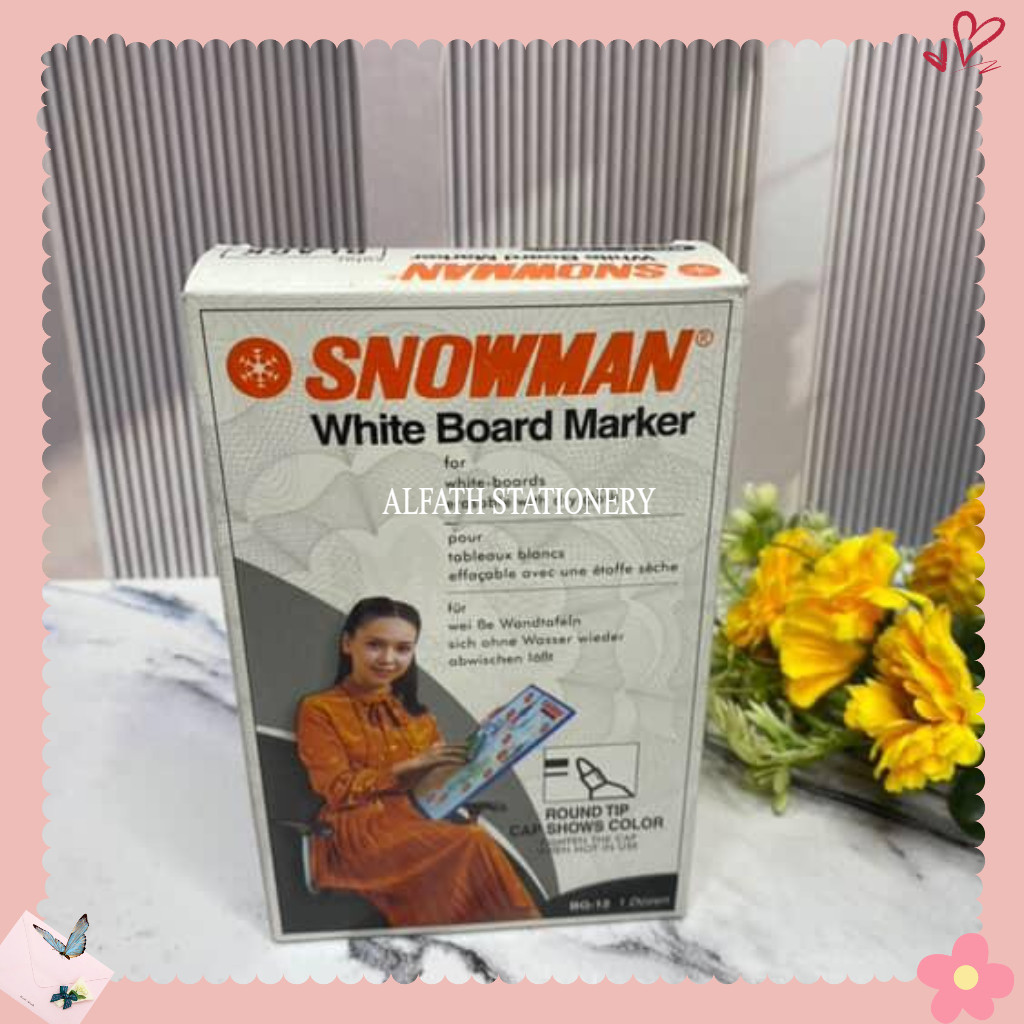 

(2pcs)Ecer spidol whiteboard Snowman BG-12 wb12 harga 2pcs / Spidol Papan Tulis