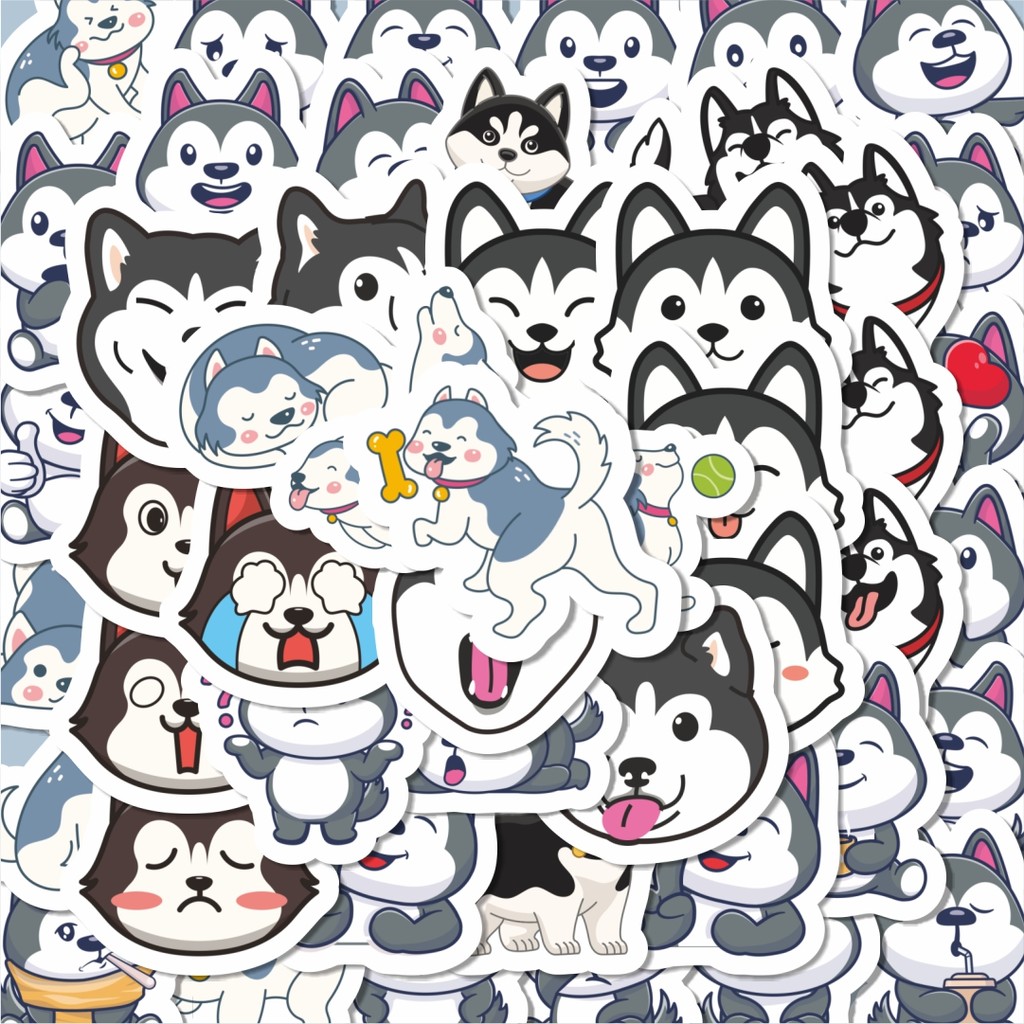 

100PCS Lucu Stiker Kartun Siberian Husky Cute Stiker Aesthetic Stiker Anti Air Stikers Berperekat Waterproof sticker decal buat Motor Helm Buku Journal Koper Casing HP Laptop Botol Minum Hadiah anak