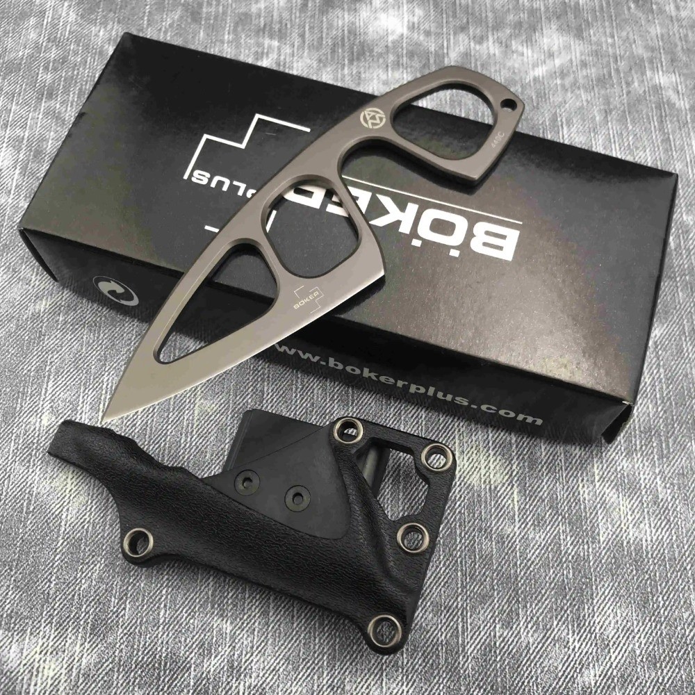 BOKER Pocket EDC Necklace Small Fixed Blade Knife 440C Steel Handle with ABS Sheath Outdoor Tactical