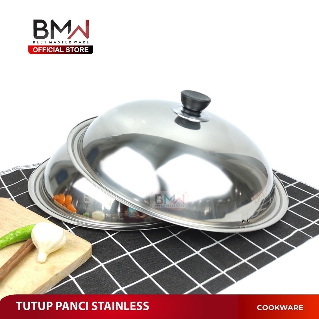 Tutup Panci Wajan Kuali Fry Pan Wok Pan Penggorengan Stainless Tutup Anti Panas