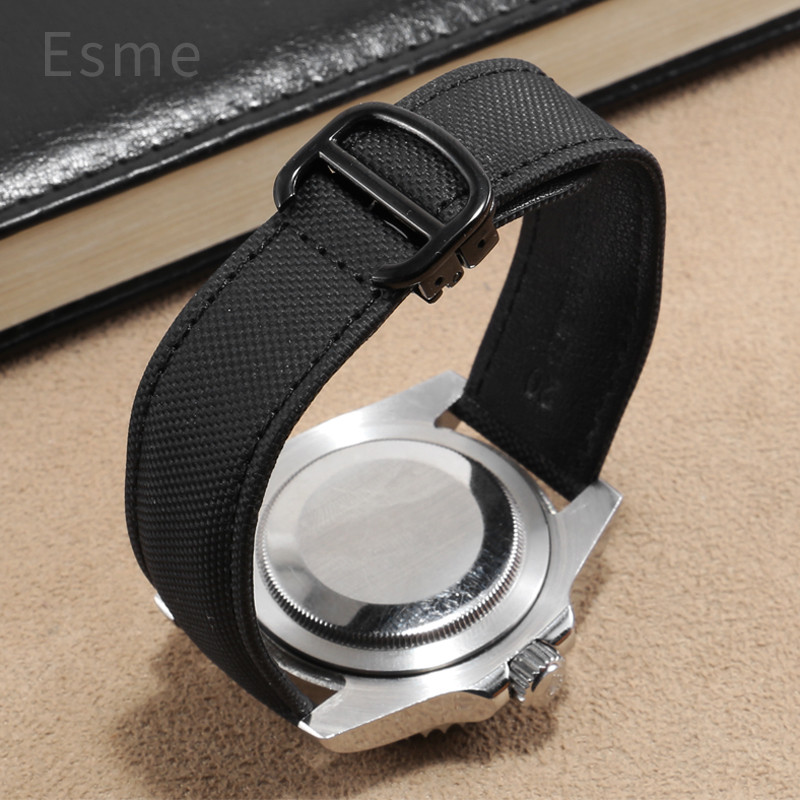 Nylon Watch Strap for Cartier Tank Must London Key 18 20mm Black Canvas Watch Strap Flat Interface S