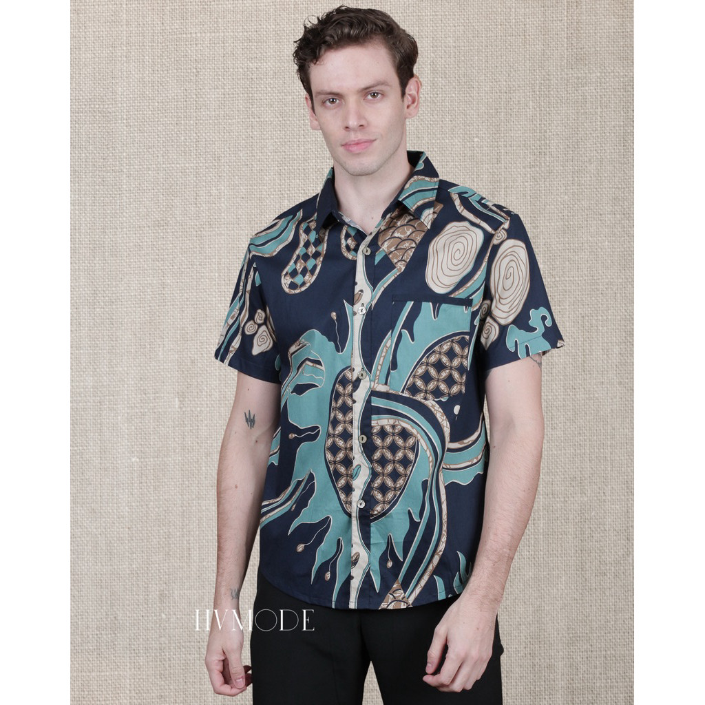 Kemeja Lengan Pendek Pria nuansa Batik - 113AYU