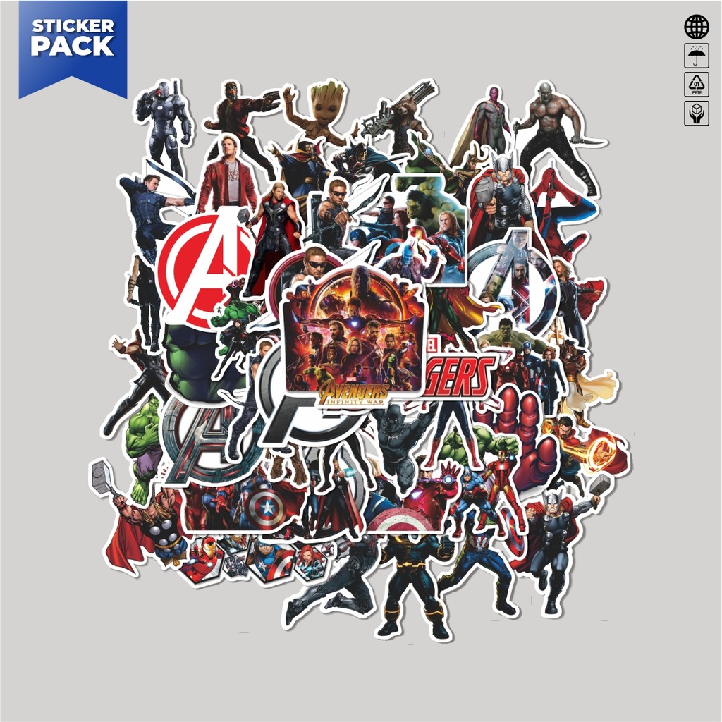 

[100PCS]Stiker Pack Stiker Kartun Avengers Assemble Aesthetic Vinyl Anti Air Dekorasi Sticker Laptop Buku Journal Koper Helm Casing HP Gitar Helm Skateboard