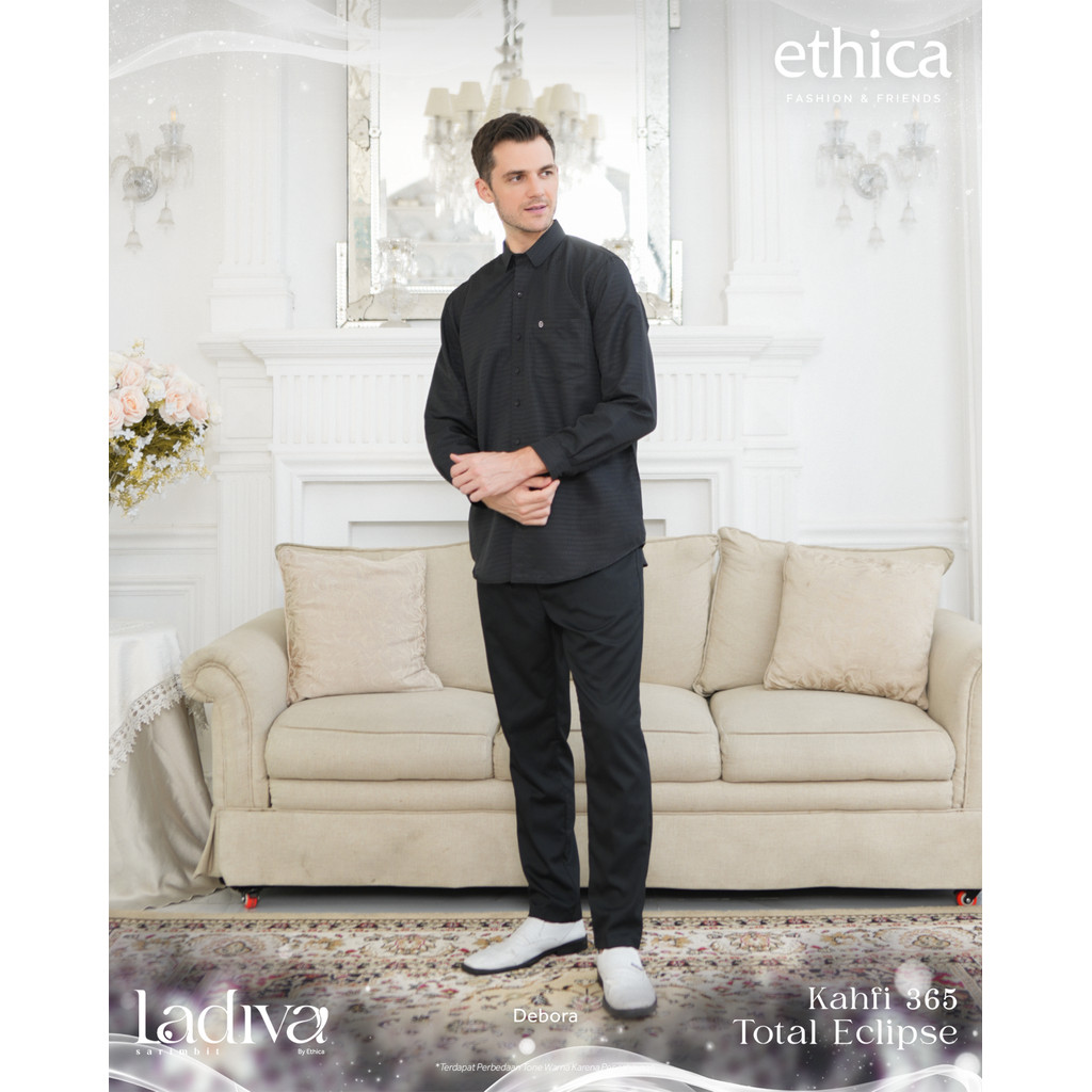 Ethica Koko Kahfi 365 || Koko panjang Atasan Muslim Polos Pria By Ethica || Koko hitam ethica