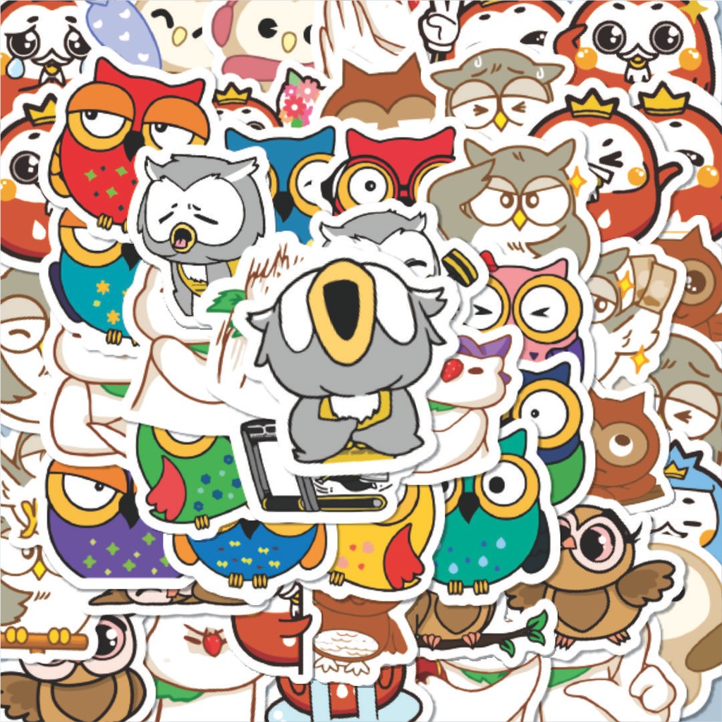 

100PCS Lucu Stiker Hewan Burung Hantu Stiker Aesthetic Stiker Anti Air Stikers Berperekat Waterproof sticker decal buat Motor Helm Buku Journal Koper Casing HP Laptop Botol Minum Hadiah anak