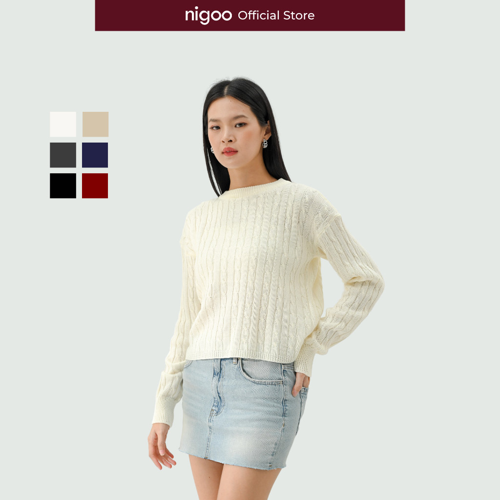 NIGOO Bianca Cable Sweater Rajut Knitwear Wanita