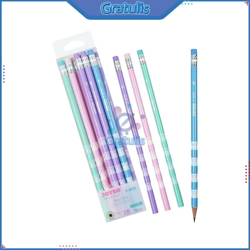 

PENSIL TULIS 2B JOYKO P-8135 [1 PACK/12 PCS] / PENCIL ROYAL GRID PREMIUM / PINSIL GAMBAR / PENSIL WARNA PASTEL / ALAT TULIS SEKOLAH BENTUK LUCU 1 PACK